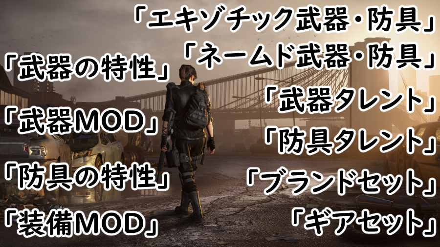 Divison2 防具の一覧表の画像